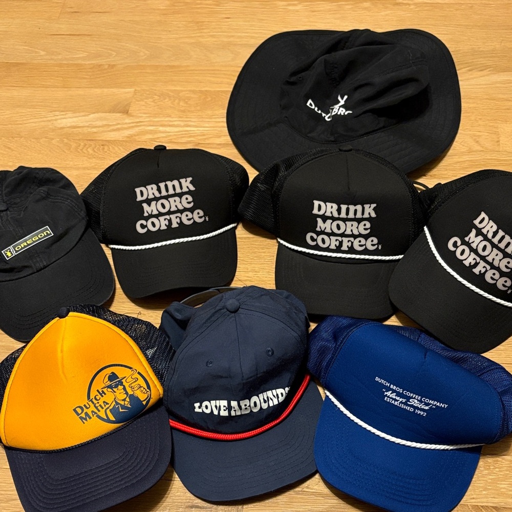 Lot of 8 Dutch bros coffee hat collection trucker bucket baseball